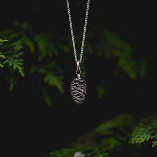 Large Alder Cone Pendants - Silver