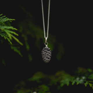 Large Alder Cone Pendants - Silver