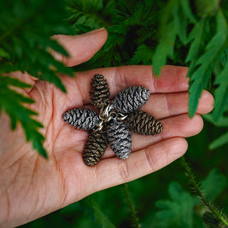Large Alder Cone Pendants - Silver