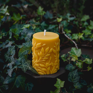 Vine Leaves Beeswax Pillar Candle