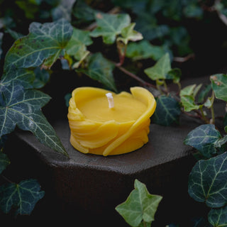 Feather Beeswax Tea Light Candle